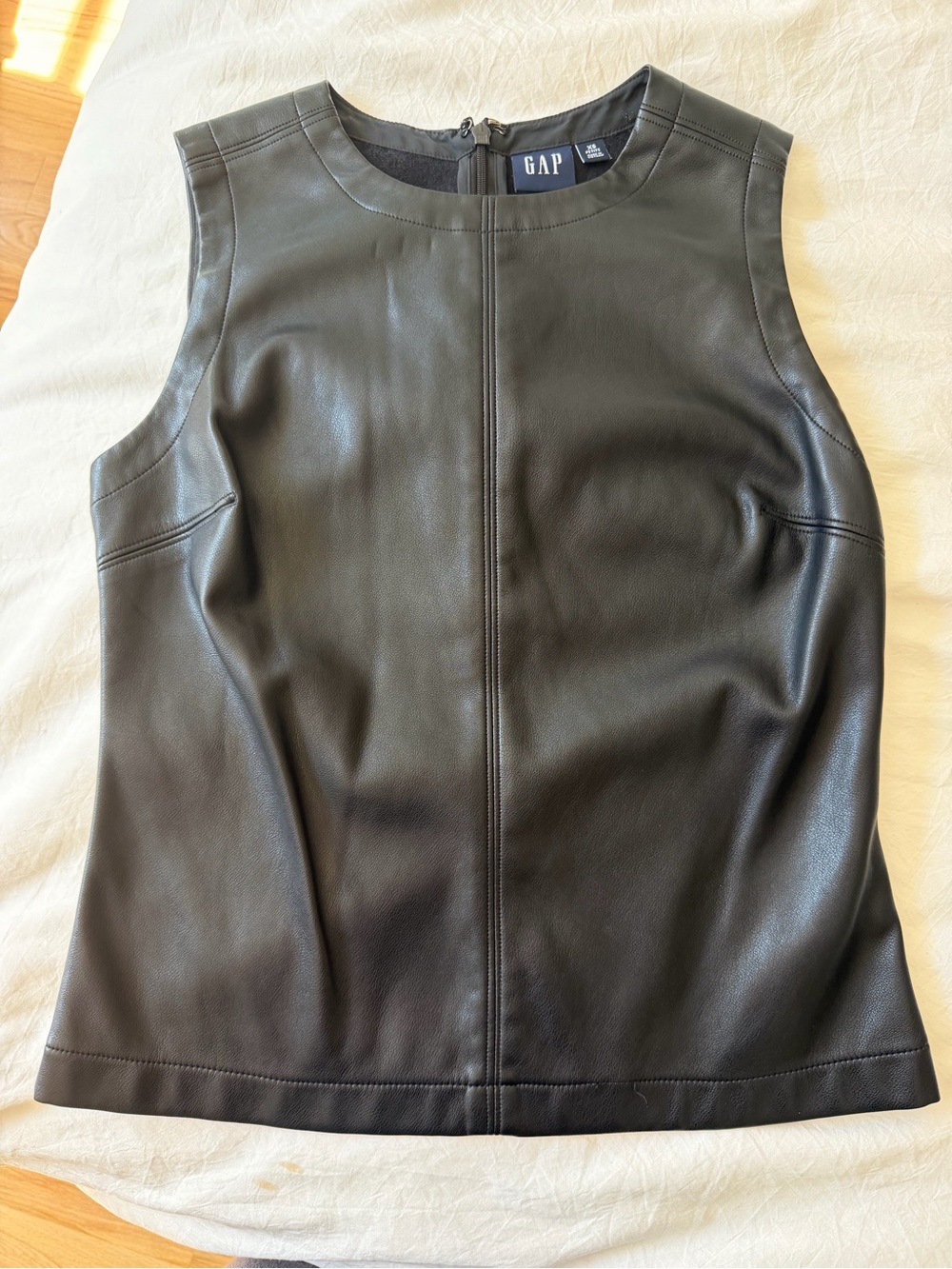 GAP Black Faux Leather Tank Top